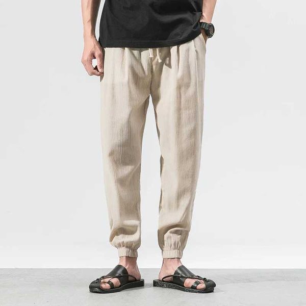 Pantaloni sportivi in lino di cotone harem in stile cinese Pantaloni da jogging primavera / estate leggeri da uomo buoni P230529