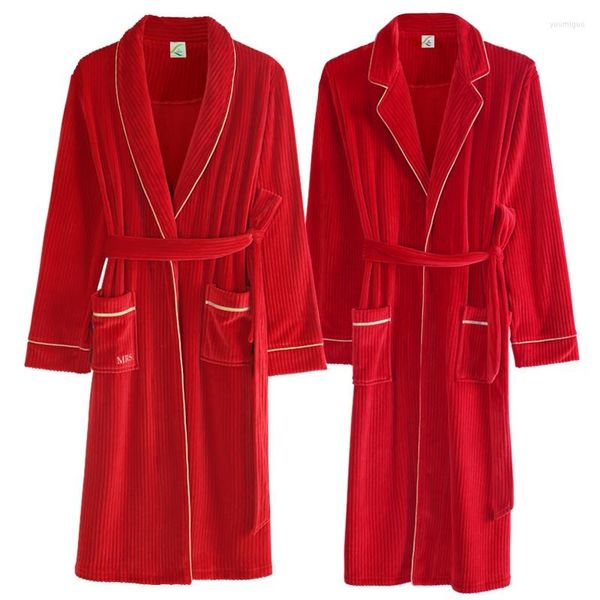 Женская одежда для сна праздничная красная свадебная ночная рубашка кимоно любители блюдо для халата бархат V-образное вырезок