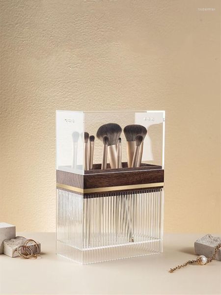 Caixas de armazenamento Brush Makeup Brusist Caixa de mesa à prova de poeira