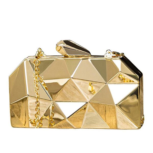 Abendtaschen Gold Acryl Box Geometrie Clutch Bag Elegent Kette Frauen Handtasche für Party Schulter Hochzeit/Dating/PartyAbend