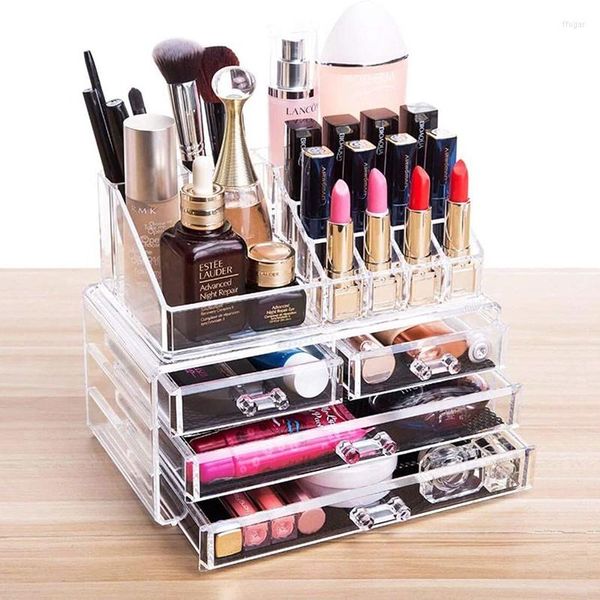 Aufbewahrungsboxen für Lippenstift, transparent, Make-up-Koffer, Pinsel-Organizer, Kosmetikschublade, Desktop-Schmuck-Make-up-Halter, Acryl-Box