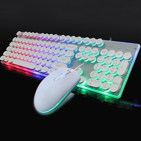 Combos Jelly Comb Wired Gaming -Tastatur und Maussatz Hintergrundbeleuchtung USB Ergonomische Tastatur -Maus -Set mit Multimedia -Taste der runden Taste