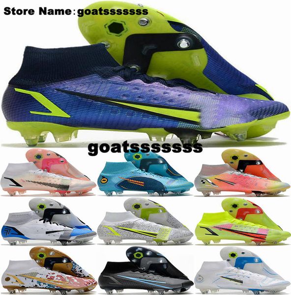 Scarpe da calcio Scarpe da calcio Taglia 12 Mercurial Superflys 8 Elite SG Tacchetti da calcio Mens Ramponi Us12 Scarpe da ginnastica Us 12 botas de futbol CR7 Eur 46 Scarpe da calcio Terreno morbido