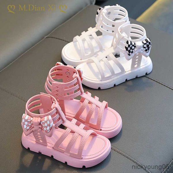 Sandalen Sommer Mädchen Sandalen 2023 Neue Net Promi Prinzessin Schuhe Kleine Mädchen Student Sandalen Offene spitze Nicht-slip Strand sandalen R230529