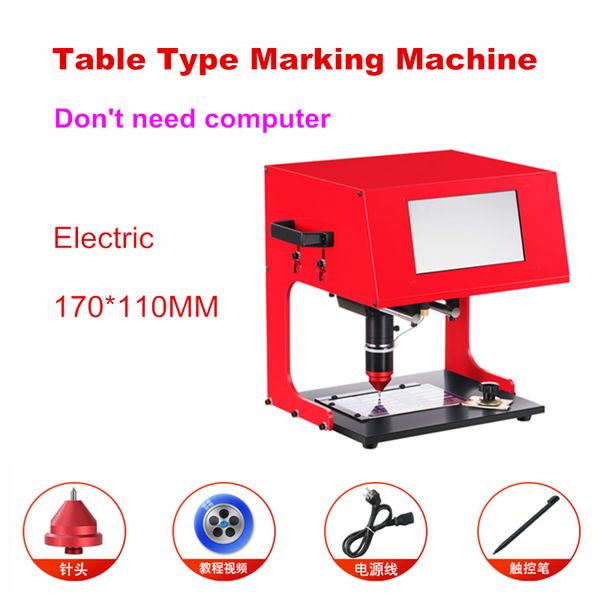 Máquina de marcação de placa de identificação de metal 170x110mm controlador de tela sensível ao toque Máquina de rotulação pneumática elétrica