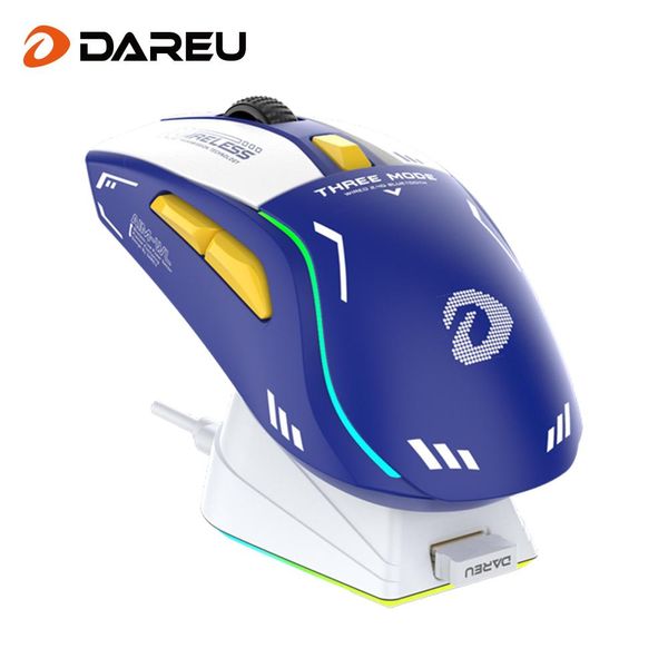 Mäuse DAREU PC Gaming Mouse Trimode Connect Bluetooth Wired 2.4G Wireless Mäuse mit Ladestation KBS Buttons Maus für Laptop Gamer