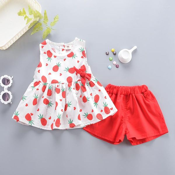 Kleidung Sets Baby Mädchen Sommer Kleidung Kinder Mädchen Mode Ananas Muster Ärmellose Tops Baumwolle Shorts 2 stücke Outfits