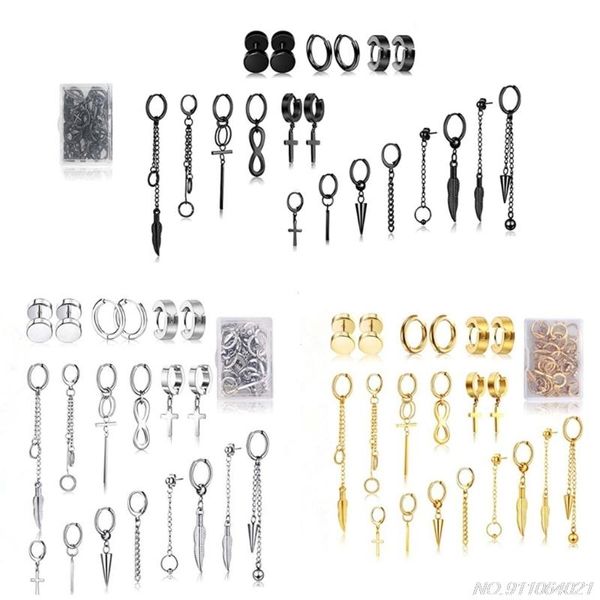 Brincos berros lustre 20 PCs Aço inoxidável Huggie Hinged Hoop KPOP Kit Mulheres Mulheres Moda Jewerly M2 Atacadistas