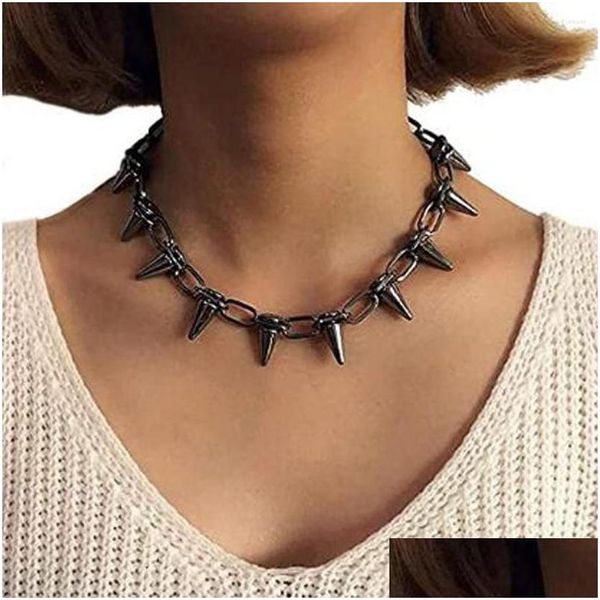 Chokers Cheker da moda coreana punk gótico harajuku colar feminino artesanal para colares de cadeia feminina rebite de espigão exagerado rock dhizr