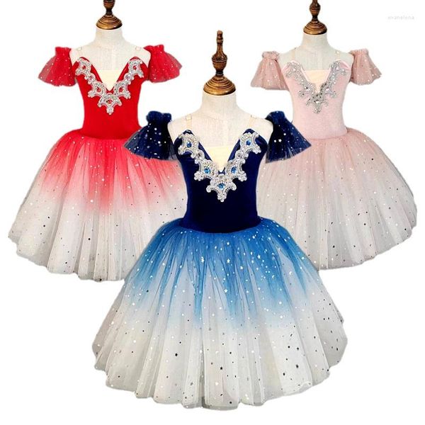 Stage Wear Balé Infantil Tutu Salia Little Swan Dance Dress Velvet Tops