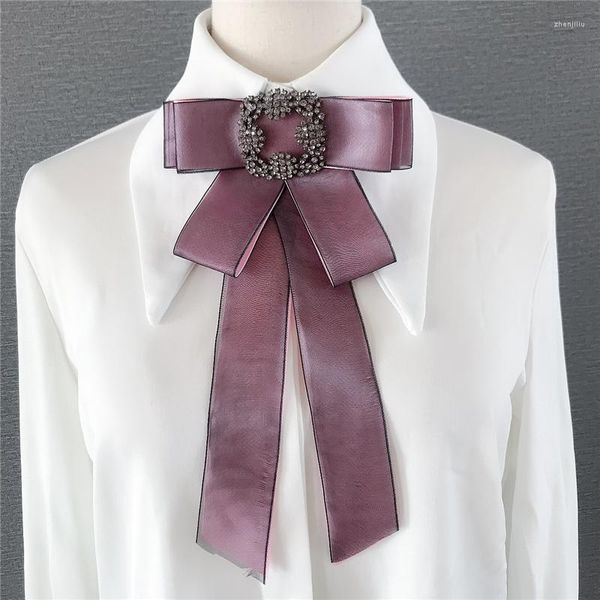 Papillon British Women Wedding Business Party Shirt Bowtie Cravat Lady Ribbon Clip Pins Cravatta Cute Alloy Bling Strass Chic Tie