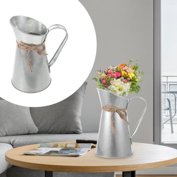 Vasen Shabby Chic Metallvase Blumen Eisen Übertopf Hochzeit Tischdekoration Rustikaler Eimer Retro verzinkter Topf