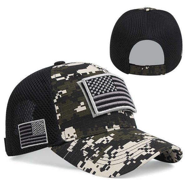 Snapbacks Nuovo berretto da baseball con bandiera americana in cotone da uomo camouflage sportivo visiera hip hop cappello da sole da donna regolabile all'aperto G230529