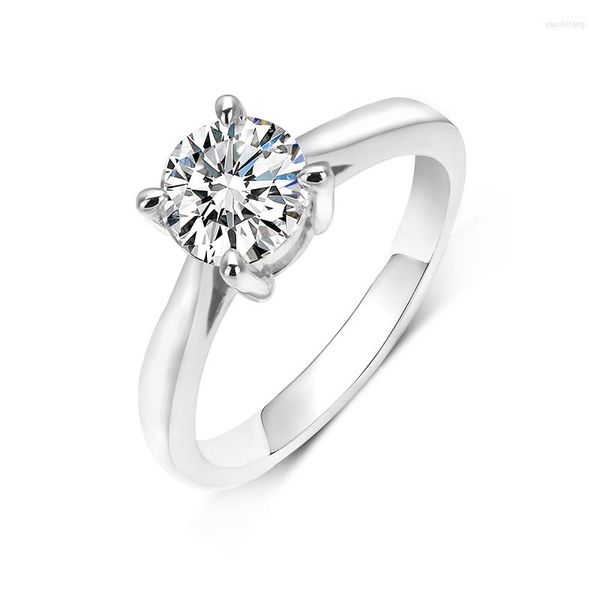 Anelli a grappolo Real 1 D Color Moissanite Wedding per le donne Regali per ragazze in argento sterling 925 di alta qualità all'ingrosso