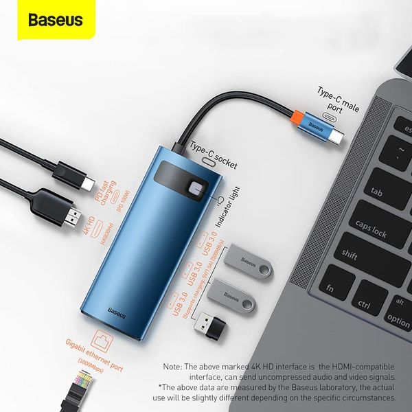 Estações BASEUS USB C CUIL TIPO C TO HDMICompatível USB 3.0 PD 4K Gigabit Ethernet Splitter Dock Dock Station para MacBook Pro notebook