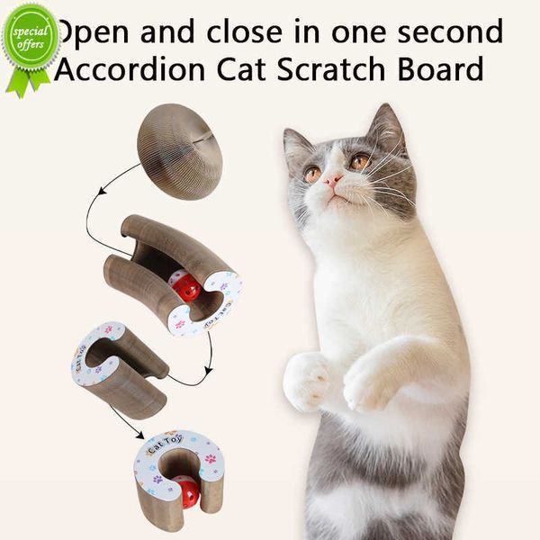 New Fisarmonica Cat Scratching Board Catnip Kittens Scratch Board Carta ondulata Accessori per gatti Bell Ball Cat Toy Giradischi