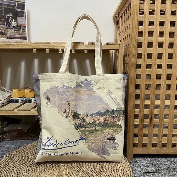 Altre borse Borsa a tracolla in tela da donna Arte pittura a olio Borsa casual da donna Borsa tote Borsa da spiaggia riutilizzabile di grande capacità