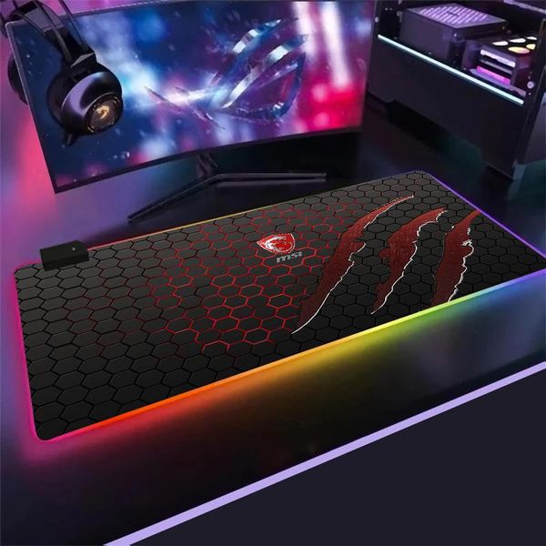 Ruhen 2021 Neues Design MSI MOUSE PAD LED RGB Big Size XXL Gamer Antislip Gummi -Pad Play Mats Gaming für Tastatur -Laptop -Computermatte