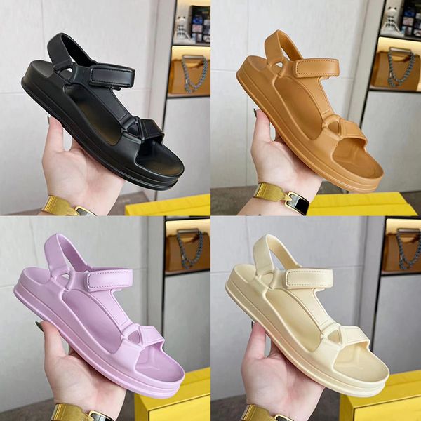 Italy Feel Rubber Sandalen Damen Designer-Slides Neongelb Cremeweiß Flieder Weizenschwarz Strandpantoffeln Mode Luxus Damen Sommersandalenschuhe EUR 35-40