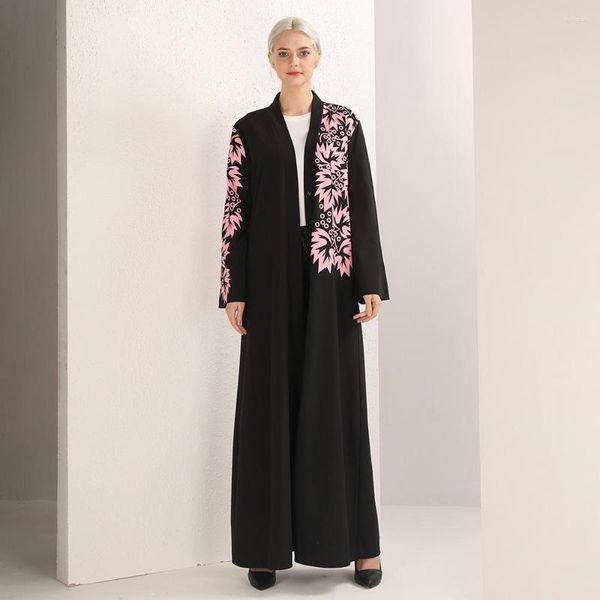 Roupa étnica Saia longa estampada Abaya Dubai Cardigan Robe Moda Kaftan Roupas de oração Ramadã Muçulmano Islâmico Oriente Médio