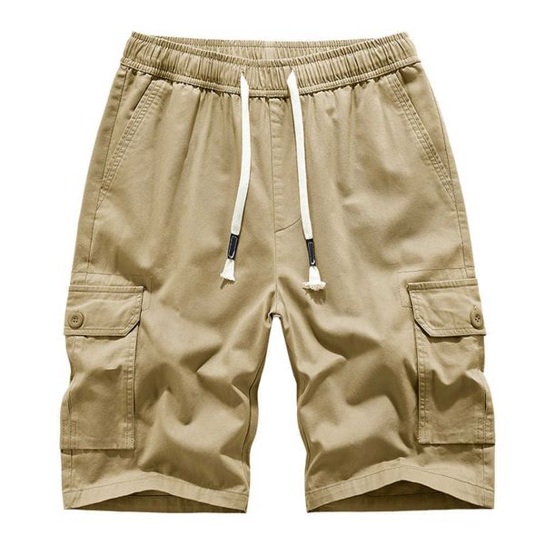 Summer New Men's Workwear 5/4 calças do meio solta grandes esportes de bolso multi -shorts masculinos casuais