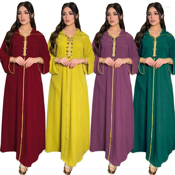 Roupas étnicas abaya para mulheres Ramadã Islâmico Dubai Luxo 2023 Eid Kaftan Qatar Moda Black Middle East Robe sem lenço de cabeça