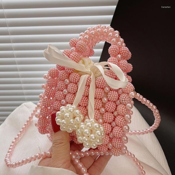 Bolsas de noite pequenas bolsas fofas para mulheres 2023 Summer Pearl Tote Bag Party Party Coin Cursres Fashion Bow Mini Mulher ombro ombro