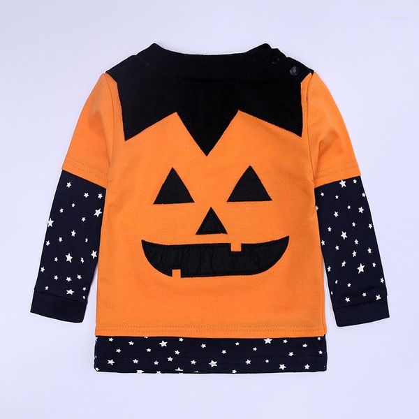 Roupas Conjuntos 2023 Autumn Halloween Pumpkin Terne de quatro calças de mangas compridas Hapsa Chapar