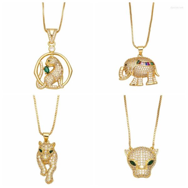 Ketten Design Klassische Tier Leopard Elefant Halskette Für Frauen Gold Farbe Zirkon Anhänger Weibliche Geburtstag Schmuck Bijoux