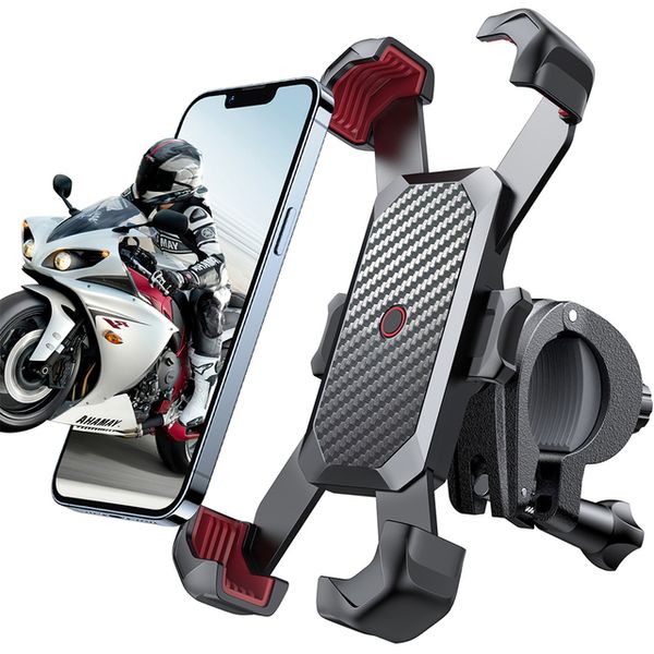 Supporto per telefono per auto per bici da moto Vista a 360° Supporto per telefono universale per bicicletta per supporto per telefono cellulare da 4,7-7 pollici Staffa antiurto GPS Clip