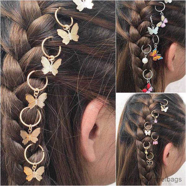 Altri capelli Braid Bead Farfalla Dreadlock Perline Anelli Intrecciare i capelli Strumento per lo styling dei capelli scintillanti Capelli a treccia