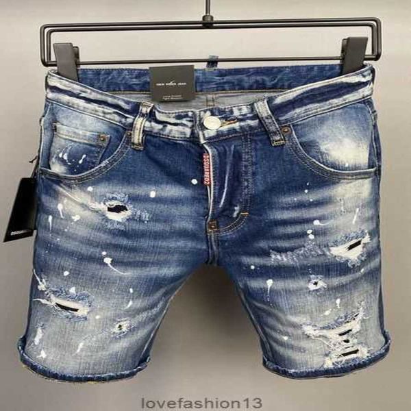 Männer Kurze dsq Jeans Hosen Loch Italien Marke Mann Shorts Höschen Streetwear Denim Dünne Dünne Gerade D2 Biker Jean breechcloth