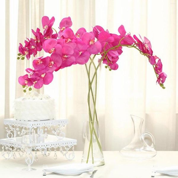 Flores decorativas Orquídeas de borboleta artificial Phalaenopsis com galhos decoração de casamento de escritório real de látex decoração de casa falsa