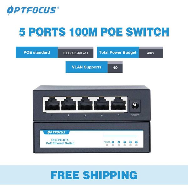 Switch OptFocus Spedizione gratuita 48W Switch Ethernet Active Ethernet 802.3Af 802.3at Ethernet Hub Shunt Shunt Power Diverter Deconcentrator