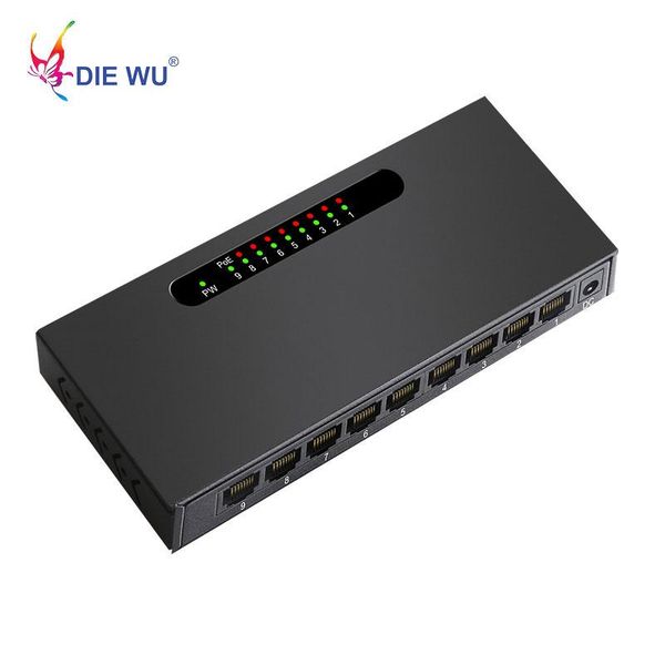 Switches Diewu POE Switch 10/100Mbit/s 52V Fast Ethernet Hub mit ICPLUS/IP179H Chipsatz 9 Ports Netzwerkgerät für IP -CCTV -Kamera