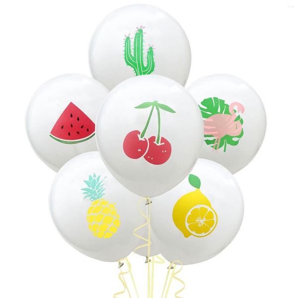 Party-Dekoration, hawaiianische Themenballons, 30,5 cm, Sommerfrucht, Ananas, Kirsche, Wassermelone, Kaktusblätter, Flamingos, Latex-Dekoration