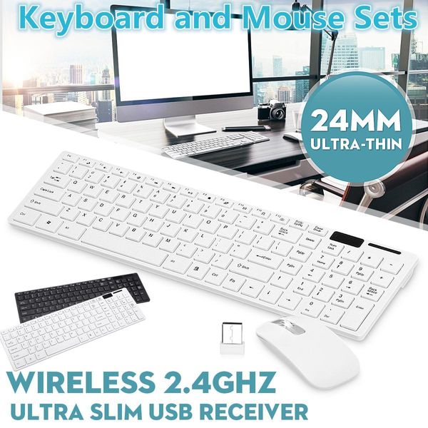 PC dizüstü bilgisayar için klavye kapağına sahip Kombos Ultra İnce 2.4GHz kablosuz 101 tuş klavye ve 1000dpi fare kombo seti kiti