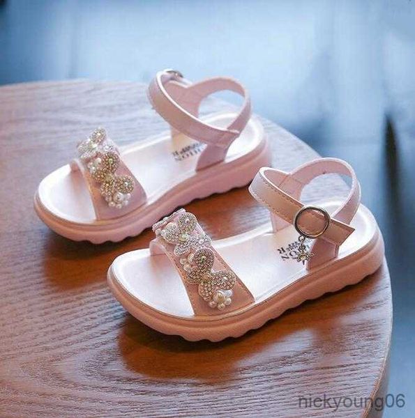 Sandali Estate Ragazze Sandali Moda Paillettes Fiocco con strass Scarpe da principessa per bambina Scarpe da bambina Sandali con tacco piatto Taglia 22-37 R230529