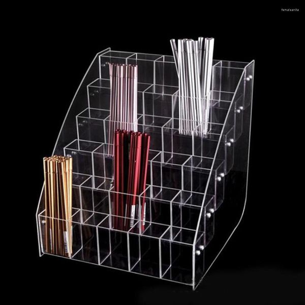 Schmuckbeutel SZanbana Transparente Desktop-Schaufenster-Augenbrauen-Aufbewahrung Lippenstift-Regal Pinsel-Ausstellungsstand-Rack-Acryl-Make-up-Organizer