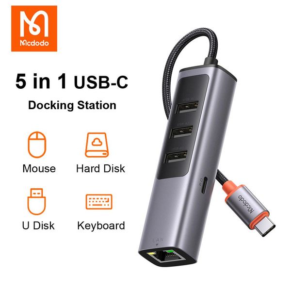 Hubs McDodo USB C HUB TO HDMICAMATIBLE 2.1 8K 30 Гц RJ45 LAN ADAPTER PD 100W для MacBook IPAD Pro Air PC Accessories USB3.0 Splitter