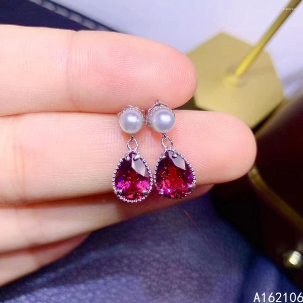 Brincos de garanhão jóias finas 925 prata pura estilo chinês pirópio natural garnet menina luxo clássico pérola gemot geme supp