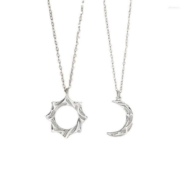 Catene Charm Luna Sole Coppia Collana Acciaio inossidabile Farfalla vuota Ciondolo a cuore Catena a maglie per donna Uomo Gioielli di famiglia