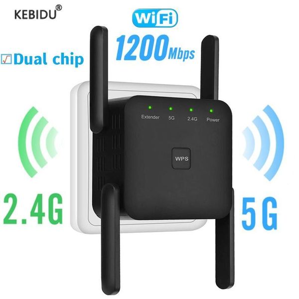 Маршрутизаторы с двойным чипсом Wi -Fi Repeater 5GHZ 2.4G Беспроводной усилитель Wi -Fi 1200 Мбит / с.