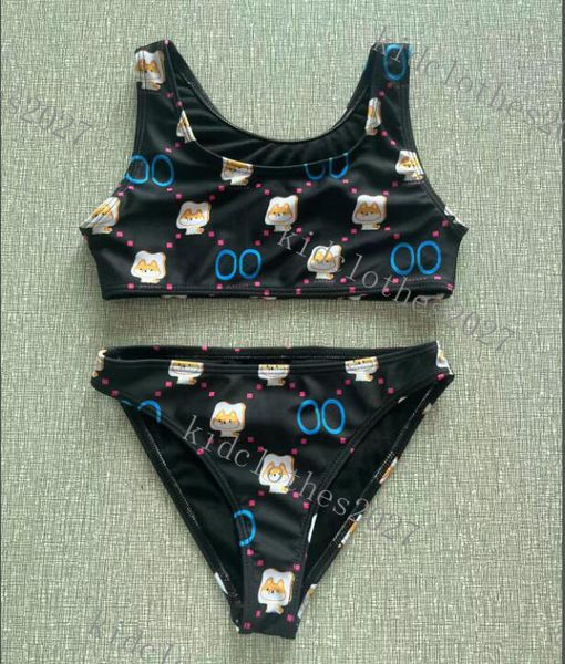 2023 CRIANÇAS Terno de banho de duas peças Ternos de banho Summer Swimsuit Stripe Libra Seleção Padrão de maiô de menina