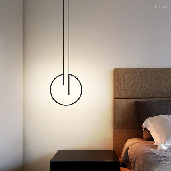 Lâmpadas pendentes modernas lâmpadas minimalistas LEDs Nórdica Circular a cabeceira pendurada criativa design simples design decoração de casa luminagem de sala