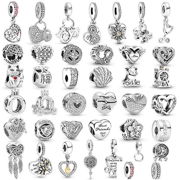 Charms 925 Sterling Sier Hollow Love Mom Crown Charm Beads Ciondolo per Pandora Bracciale Collana Donna Uomo Gioielli Moda Accesso Dhpl8