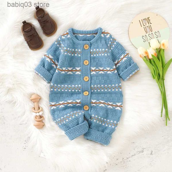 Rompers Newborn Baby Dompers с длинным рукавом Осень теплый вязаный вязаный маленький мальчик для мальчика.