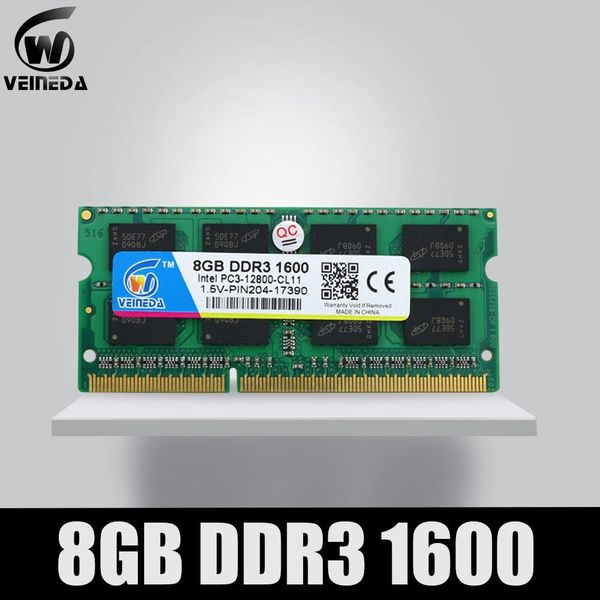 Rams Veedada Laptop RAM DDR3 8GB 4GB 1333MHz PC310600 Memoria DDR3 1600 204pin SODIMM DDR 3 per la scheda madre Intel AMD