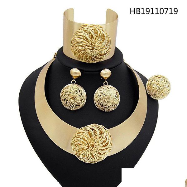 Серьговые ожерелье Яйли Нигерийское свадебное свадебное свадебное украшение для ювелирных изделий для женщин Золотое и серельное кольцо браслетного кольца Доставка DH1AG