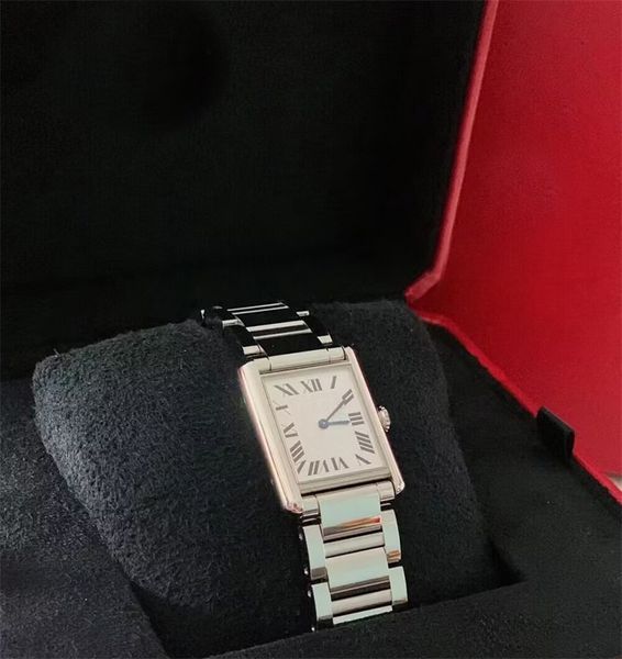 Tanque relógios mulheres moda masculina movimento de quartzo relógio mostrador branco sólido simplesmente montre femme aço inoxidável durável ao ar livre bonito delicado xb09 B23